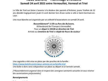 Communiqué / Roue blanche - Hommage à Antoine 
