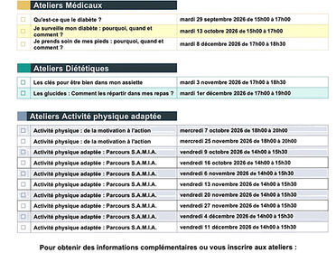 Ateliers sur le diabète