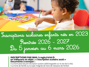 Inscriptions scolaires 2026-2027